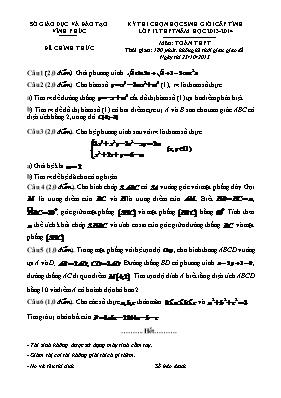 Kỳ thi chọn học sinh giỏi cấp tỉnh lớp 12 THPT năm học 2013 - 2014 môn Toán THPT